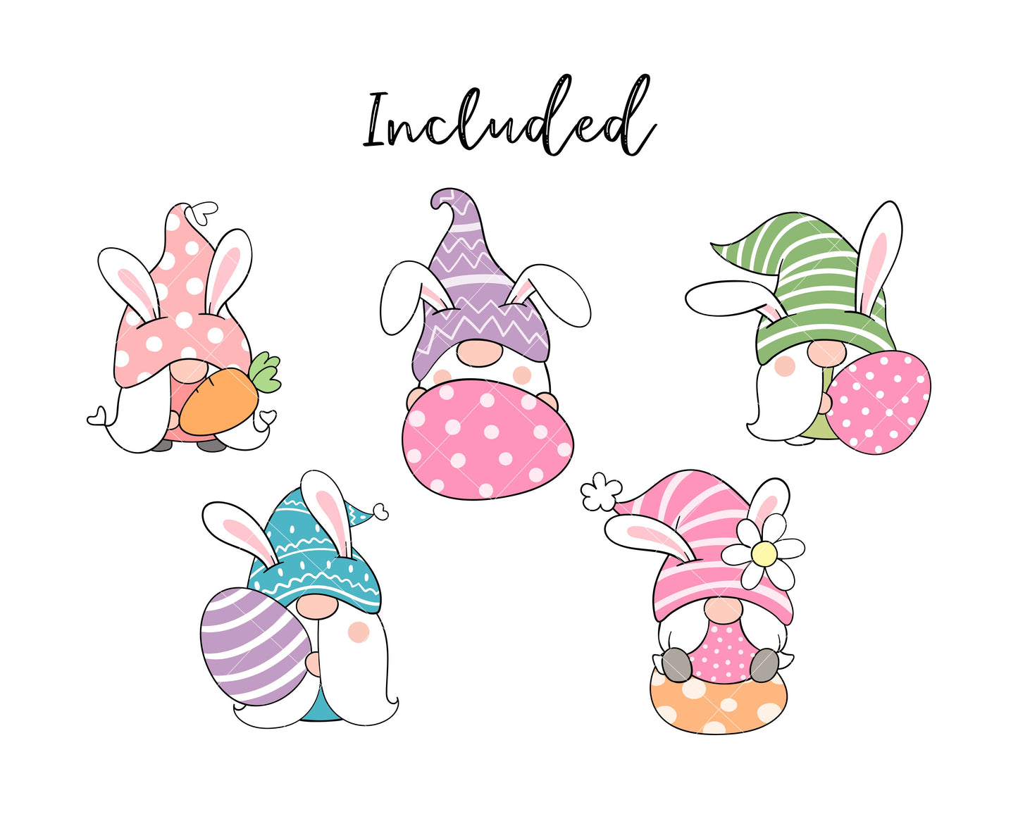 Easter bunny gnome clipart