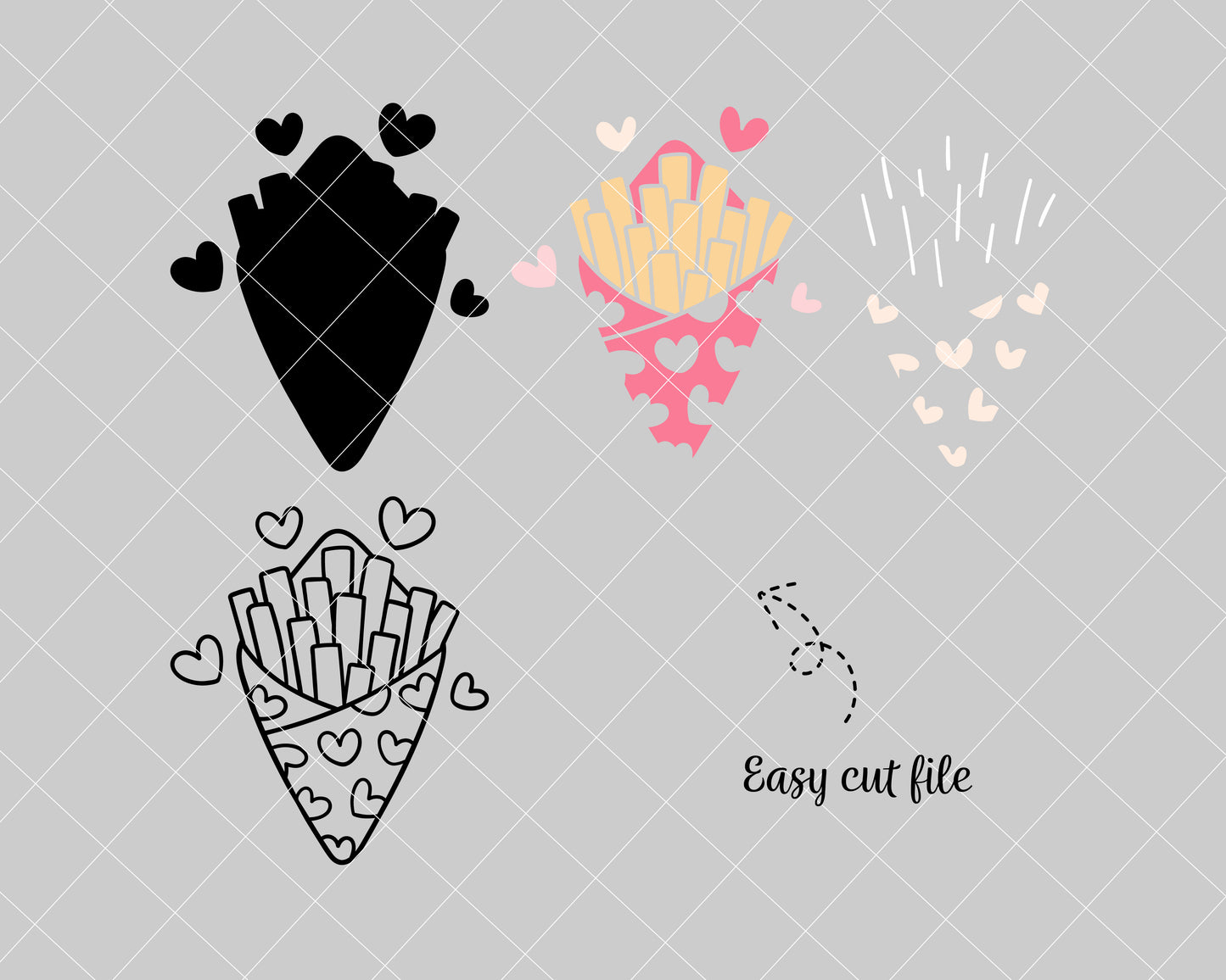 Fries Valentines Svg