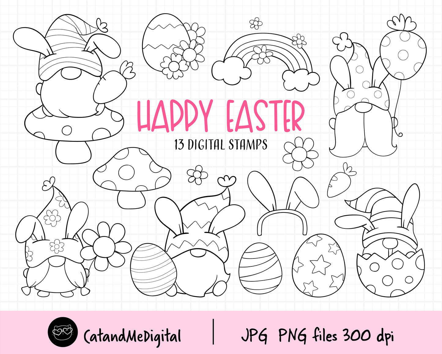 Gnomes Easter digital stamps