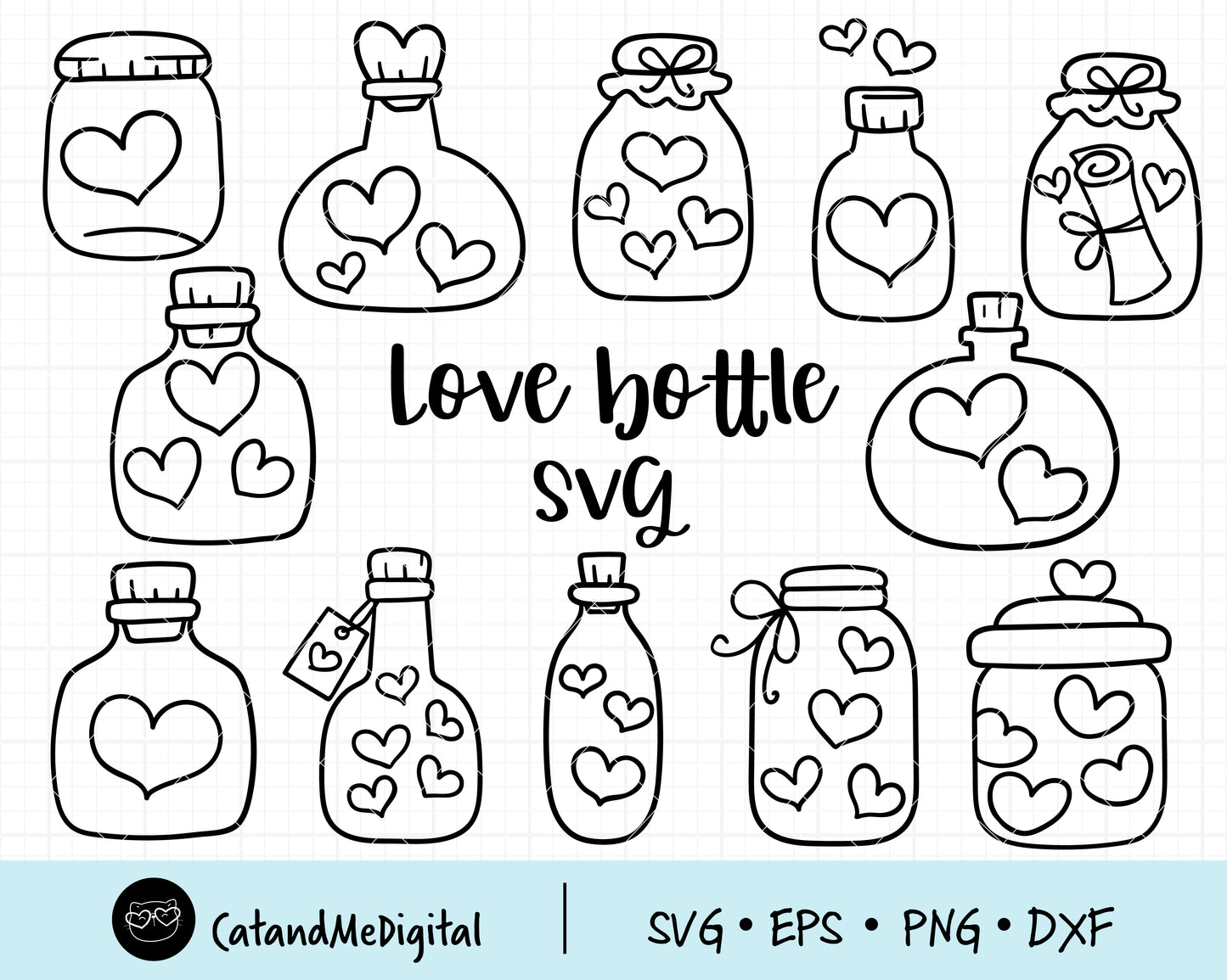 Heart bottle svg Doodle valentines svg Love potion svg