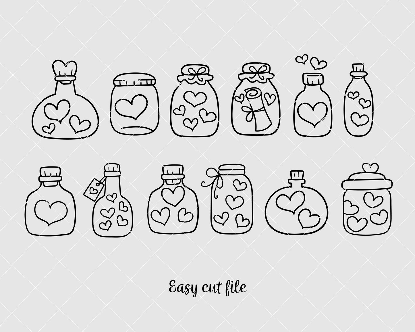 Heart bottle svg Doodle valentines svg Love potion svg