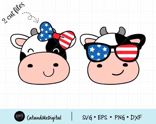 July 4th Cow Kids Svg