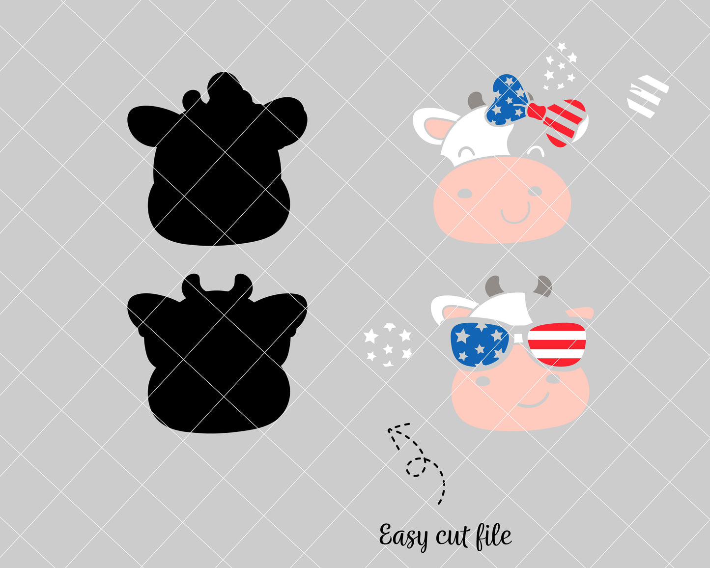 July 4th Cow Kids Svg