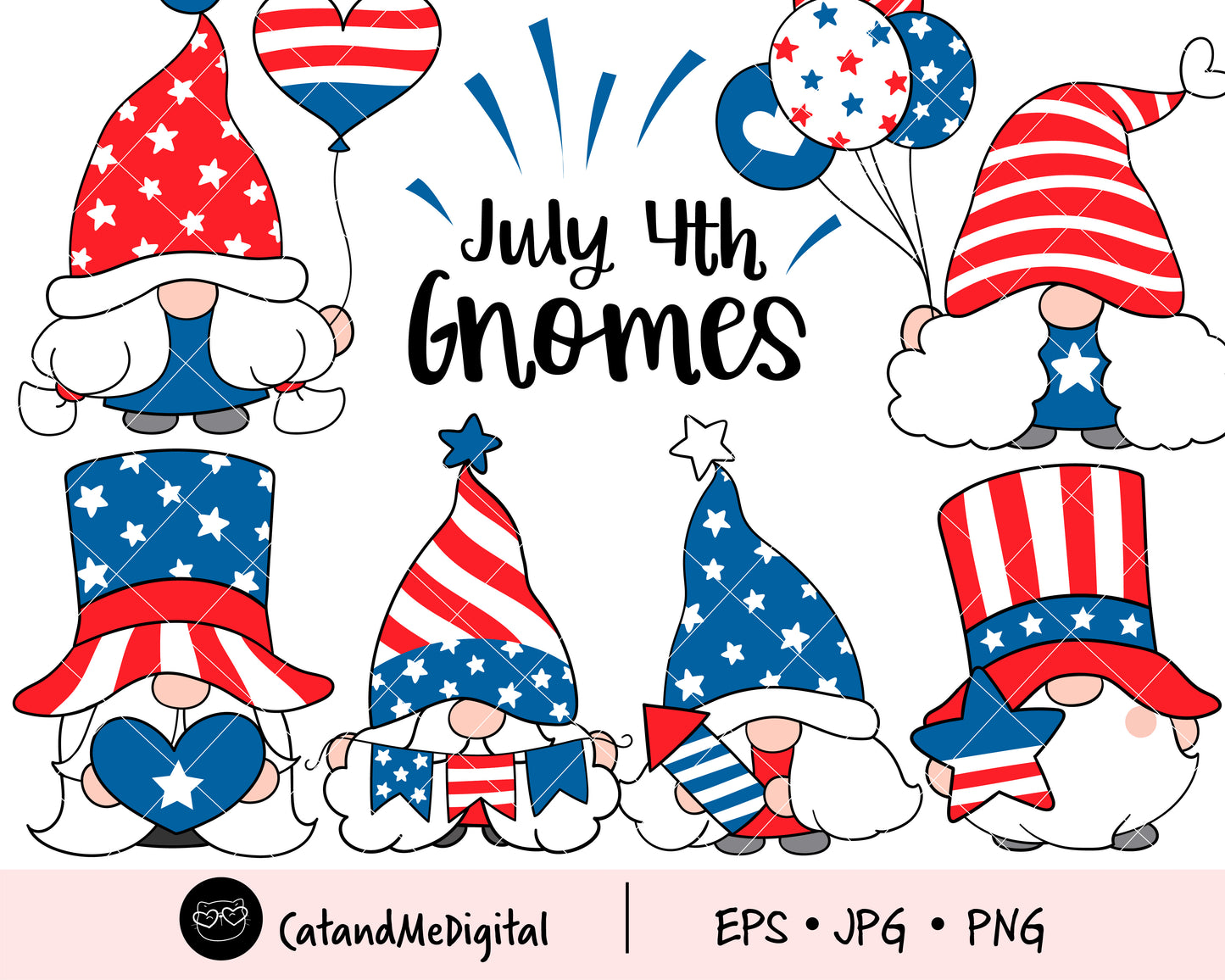 July 4th Gnomes Clipart