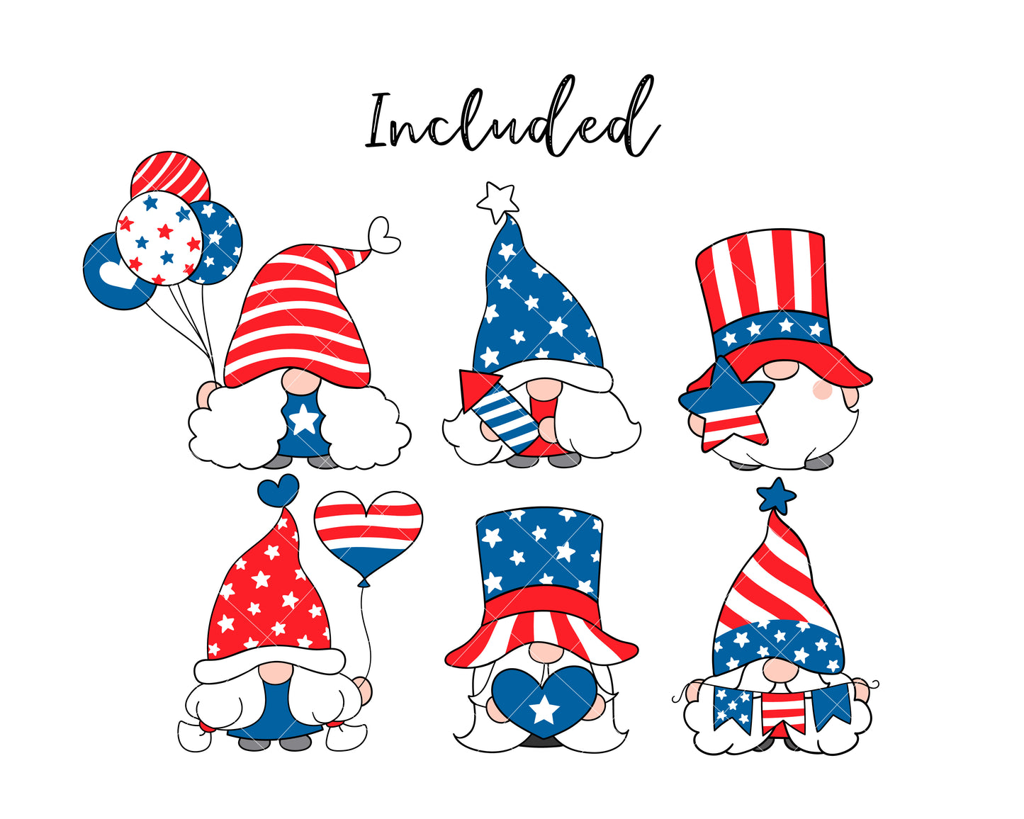 July 4th Gnomes Clipart