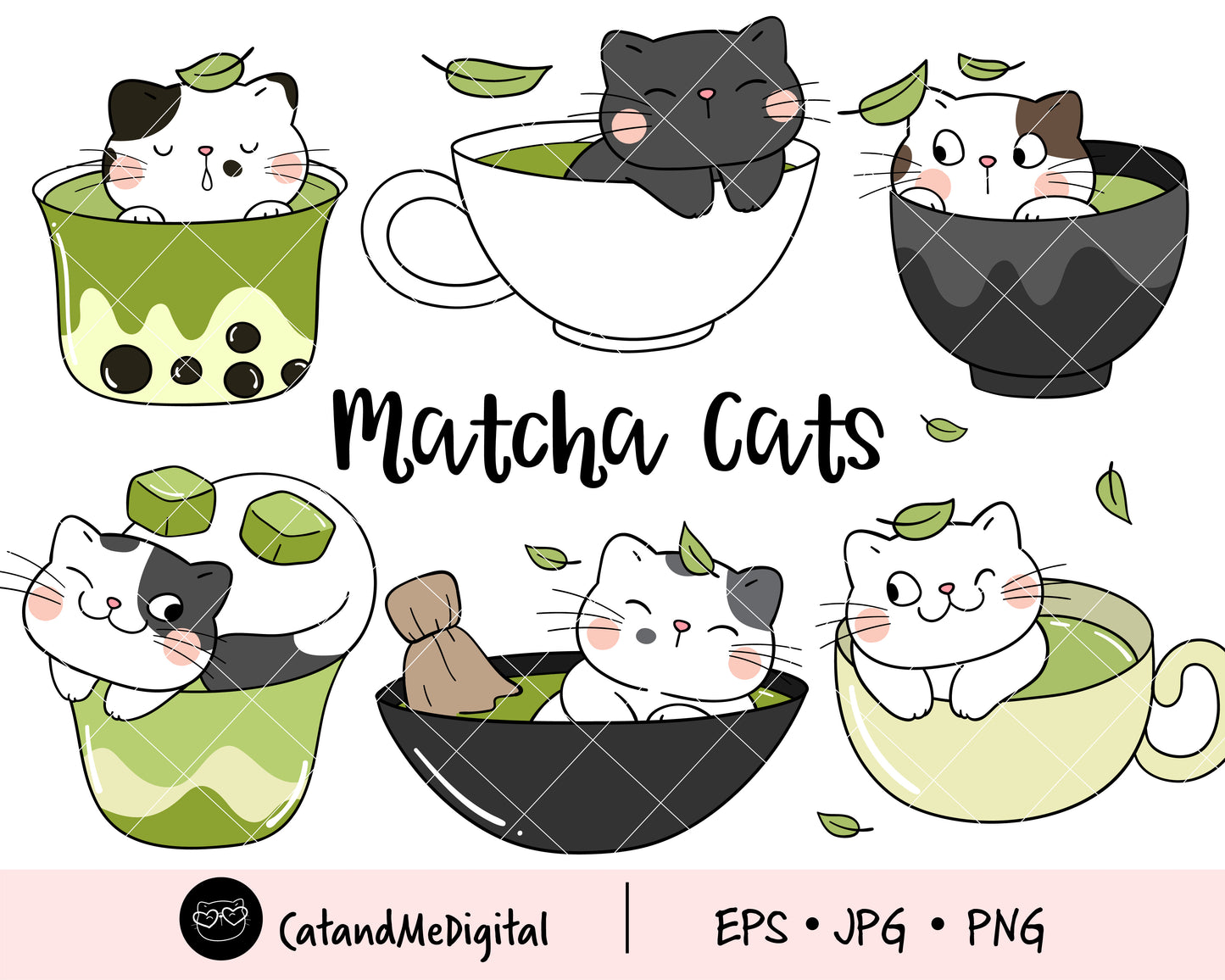 Matcha Cats Clipart