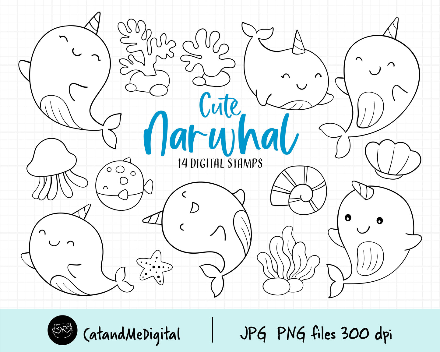 Narwhal Digital Stamp