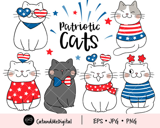 Patriotic cats clipart