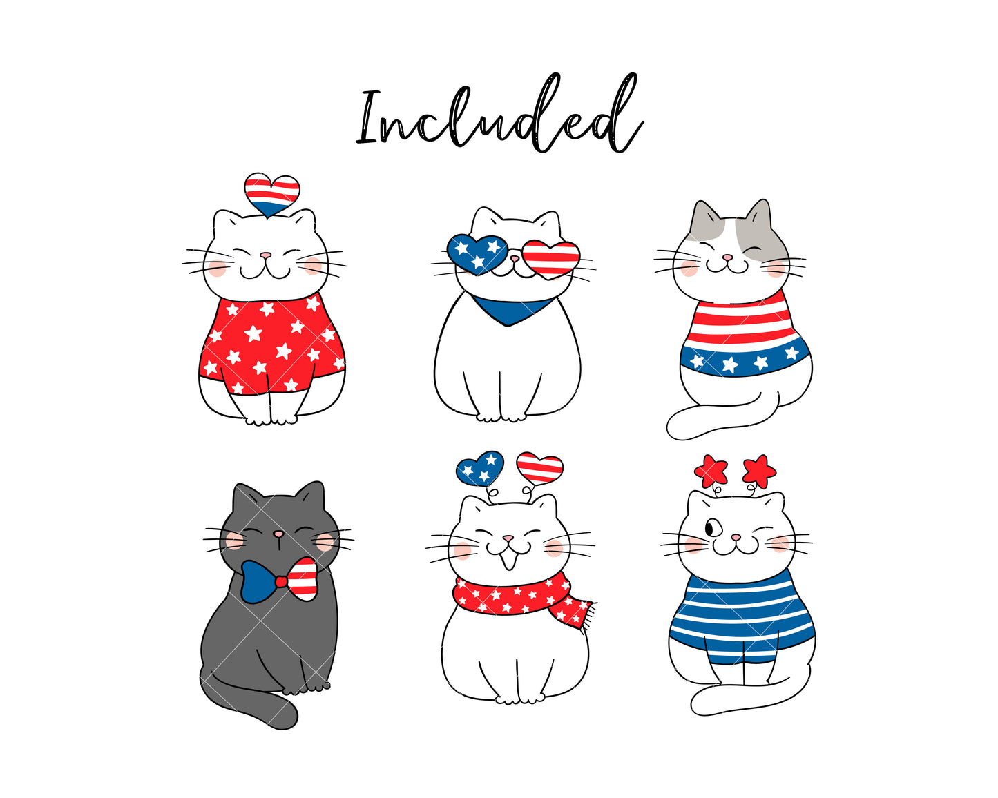 Patriotic cats clipart