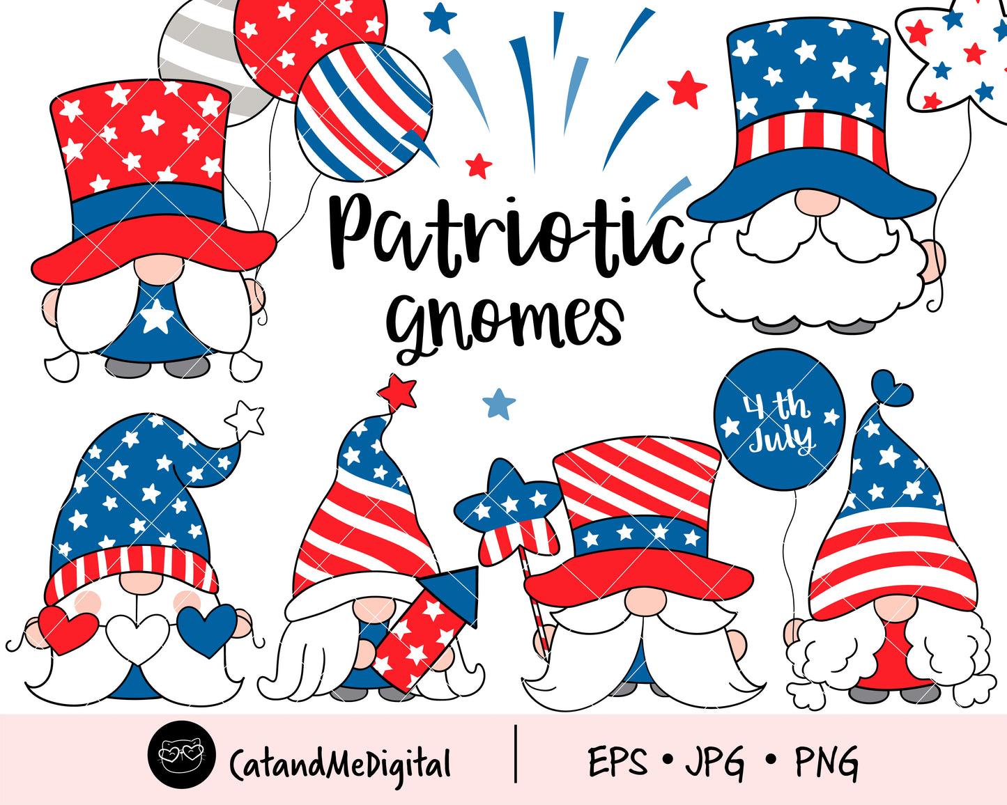 Patriotic gnomes clipart