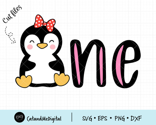 Penguin One Birthday Svg