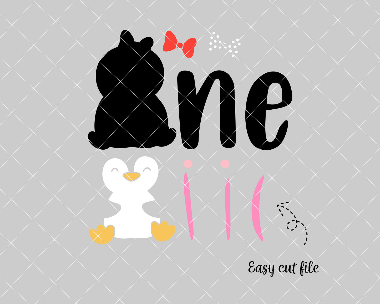 Penguin One Birthday Svg