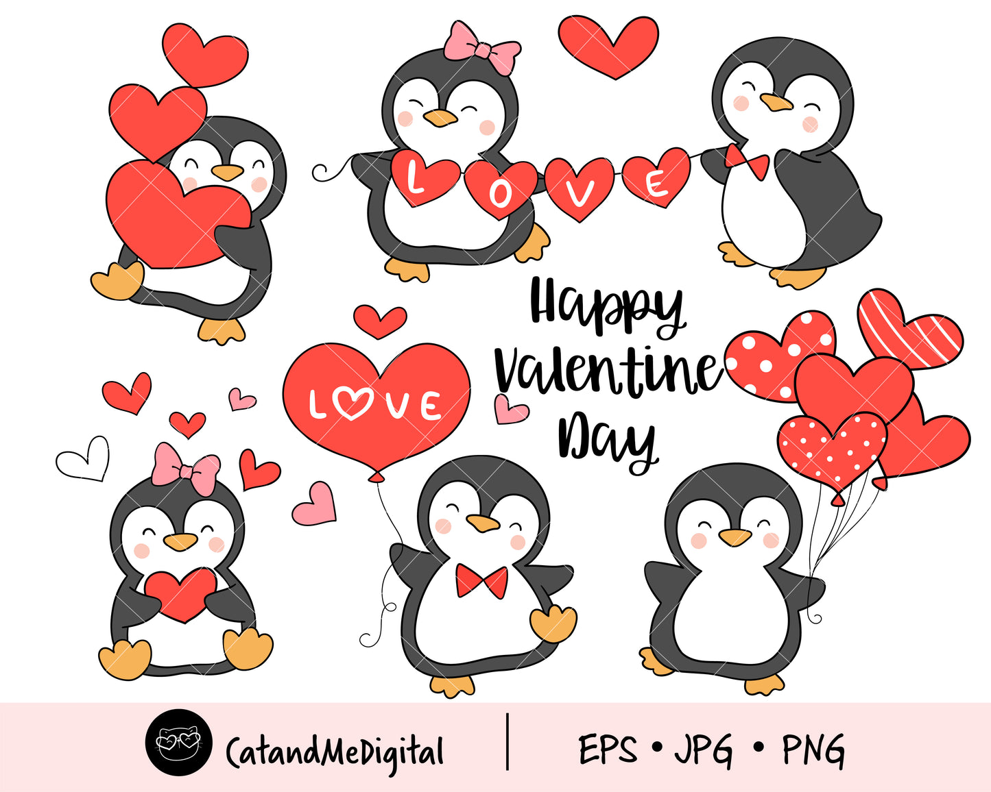 Penguin Valentine Clipart