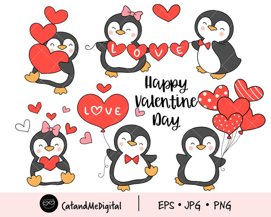 Penguin Valentine Clipart