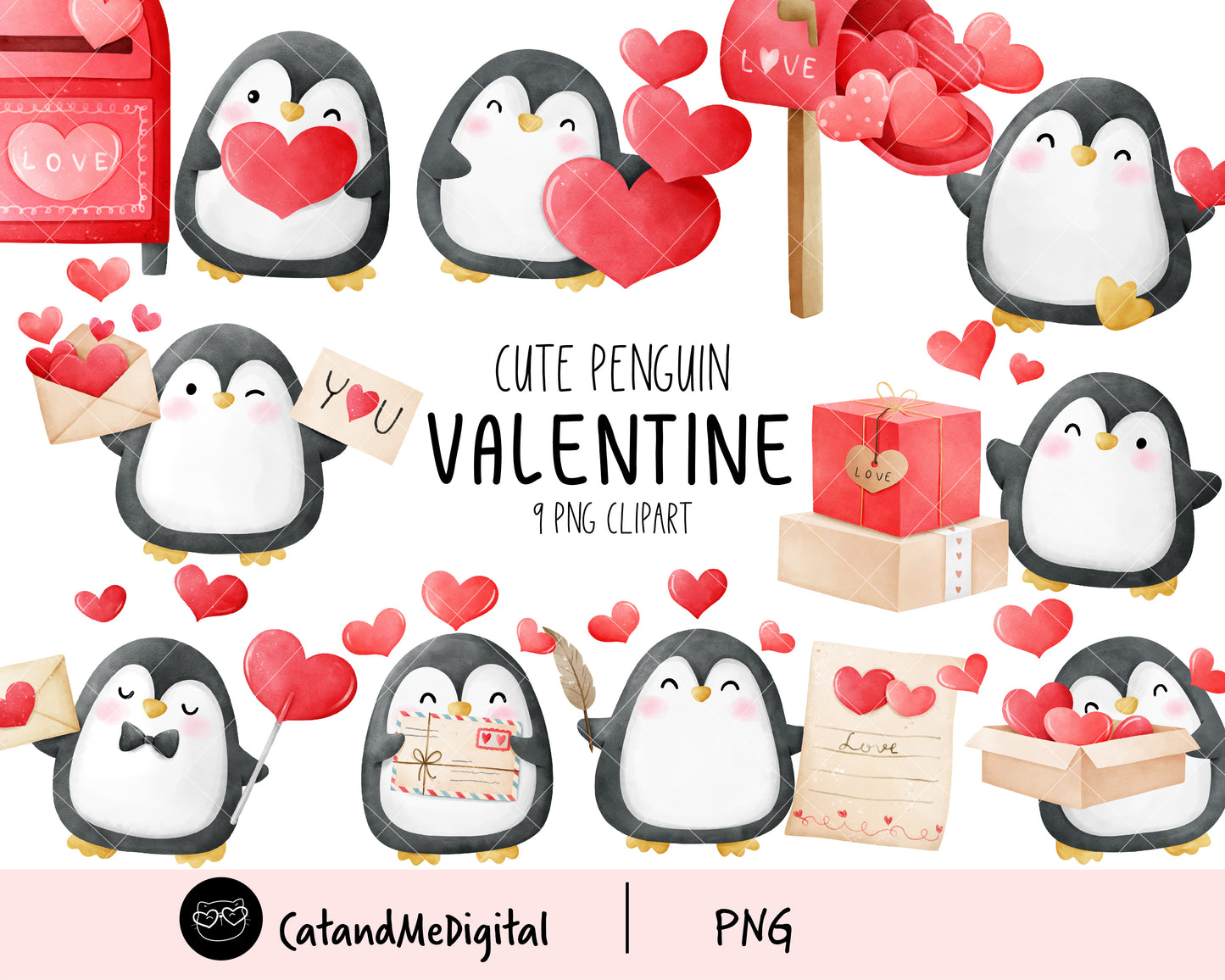 Penguin valentine clipart Letter clipart