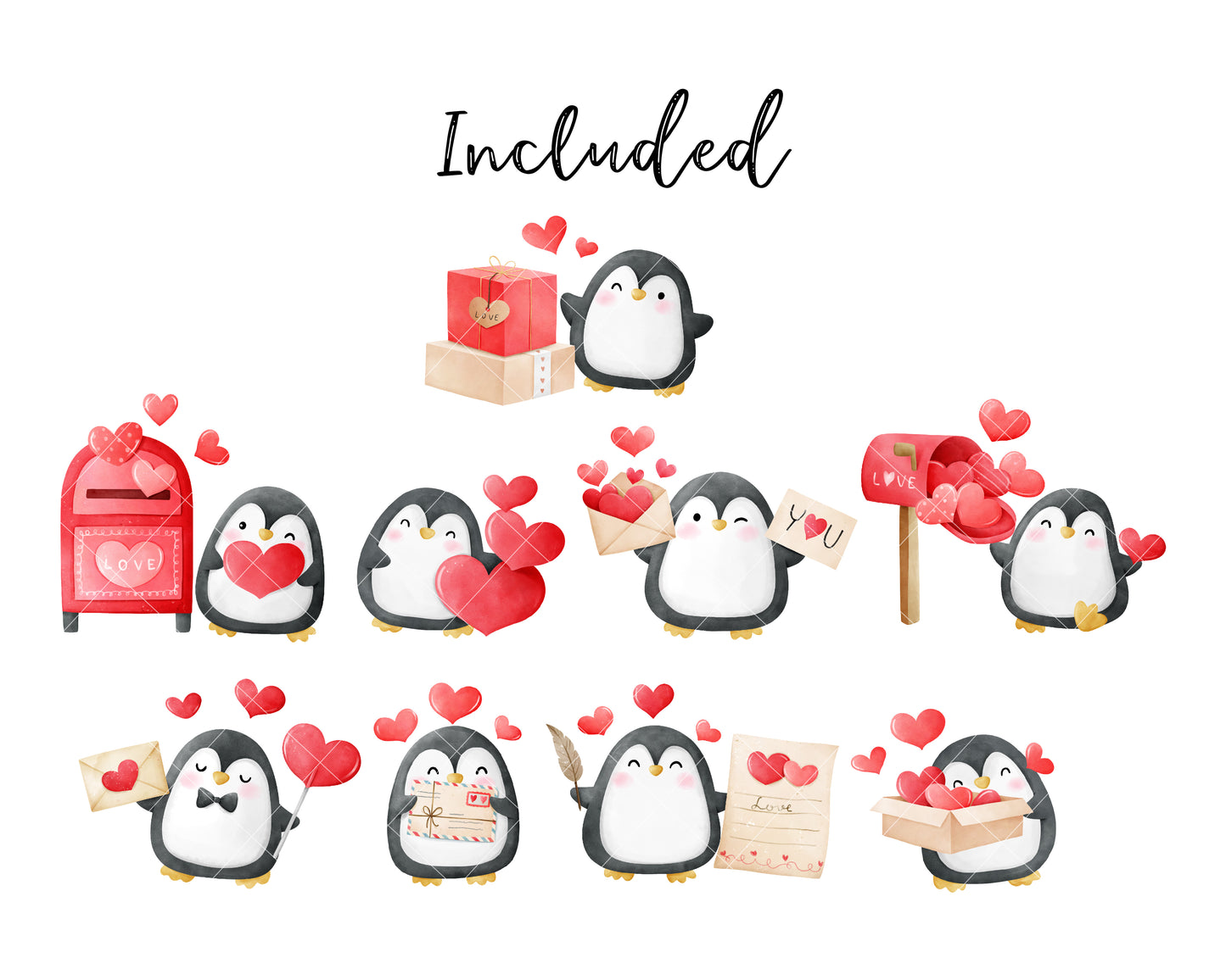 Penguin valentine clipart Letter clipart