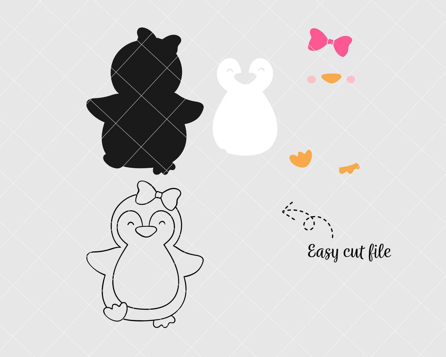 Penguin With Bow Svg