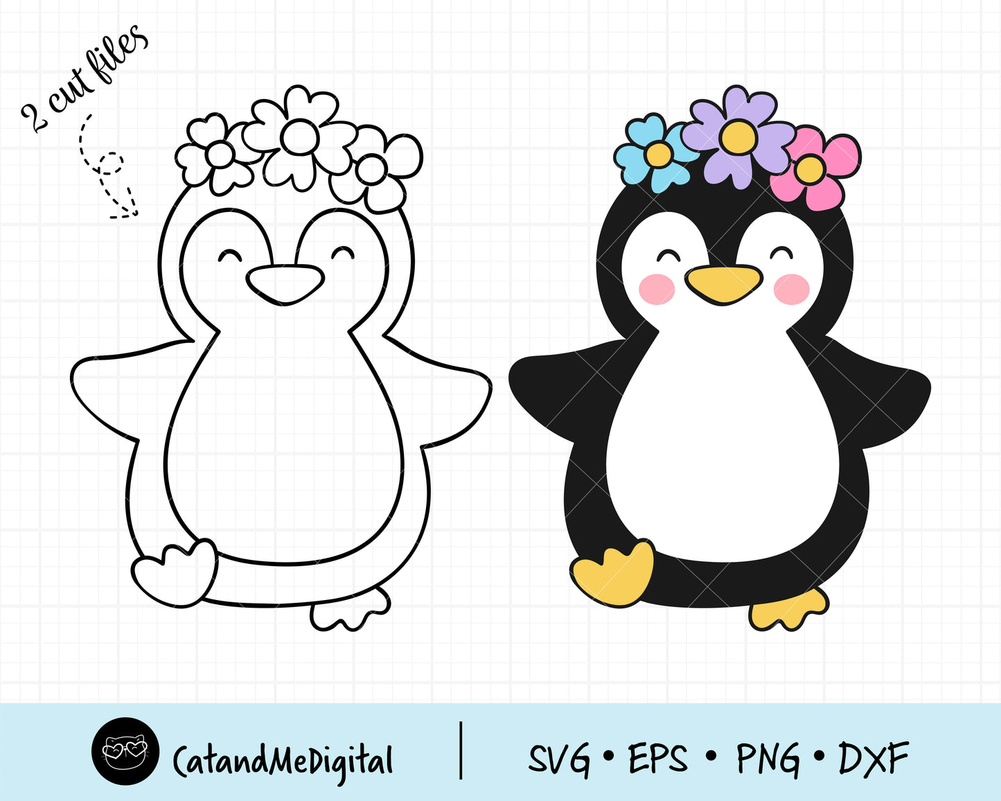 Penguin With Flower Svg