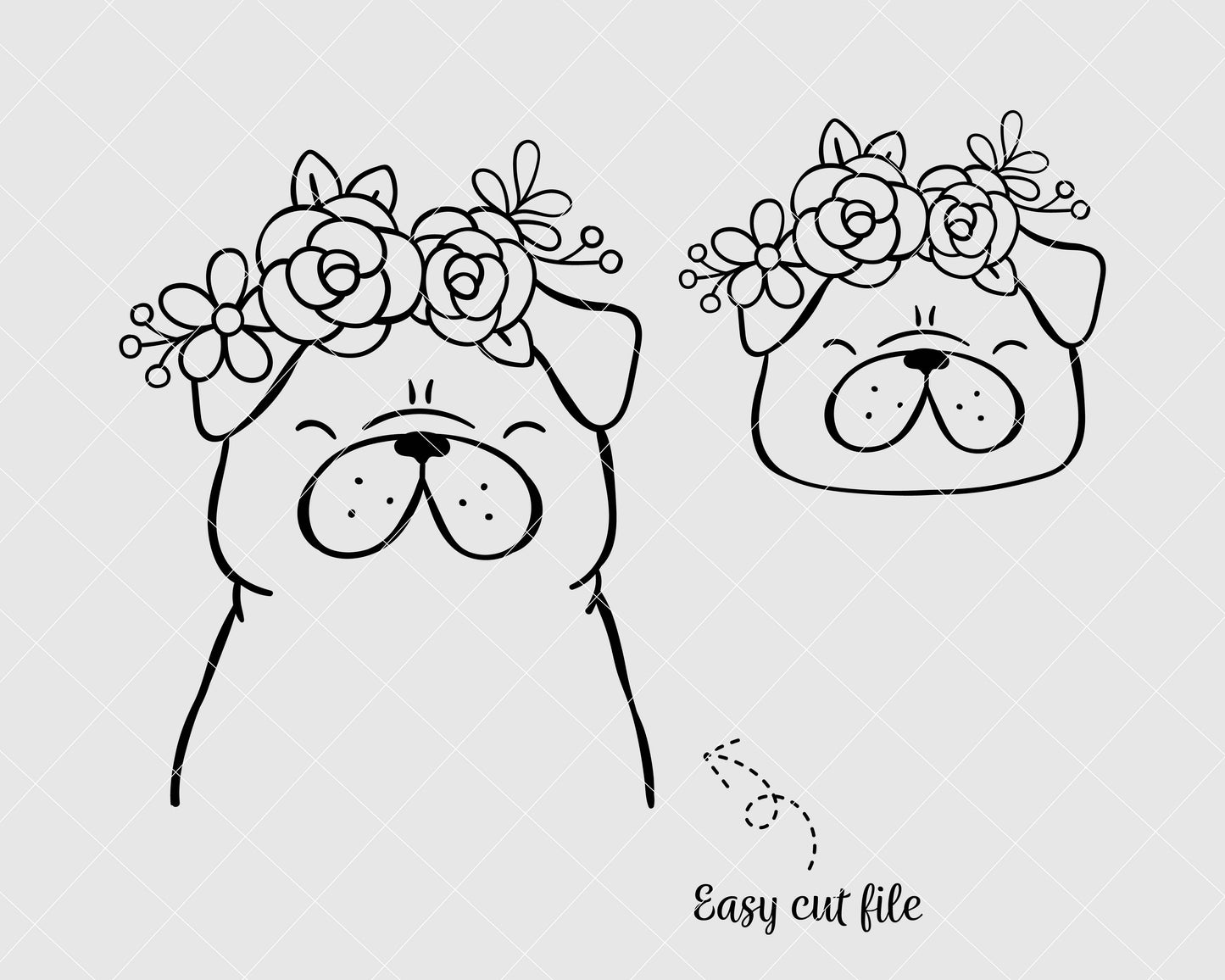 Pug Dog With Flower Crown SVG