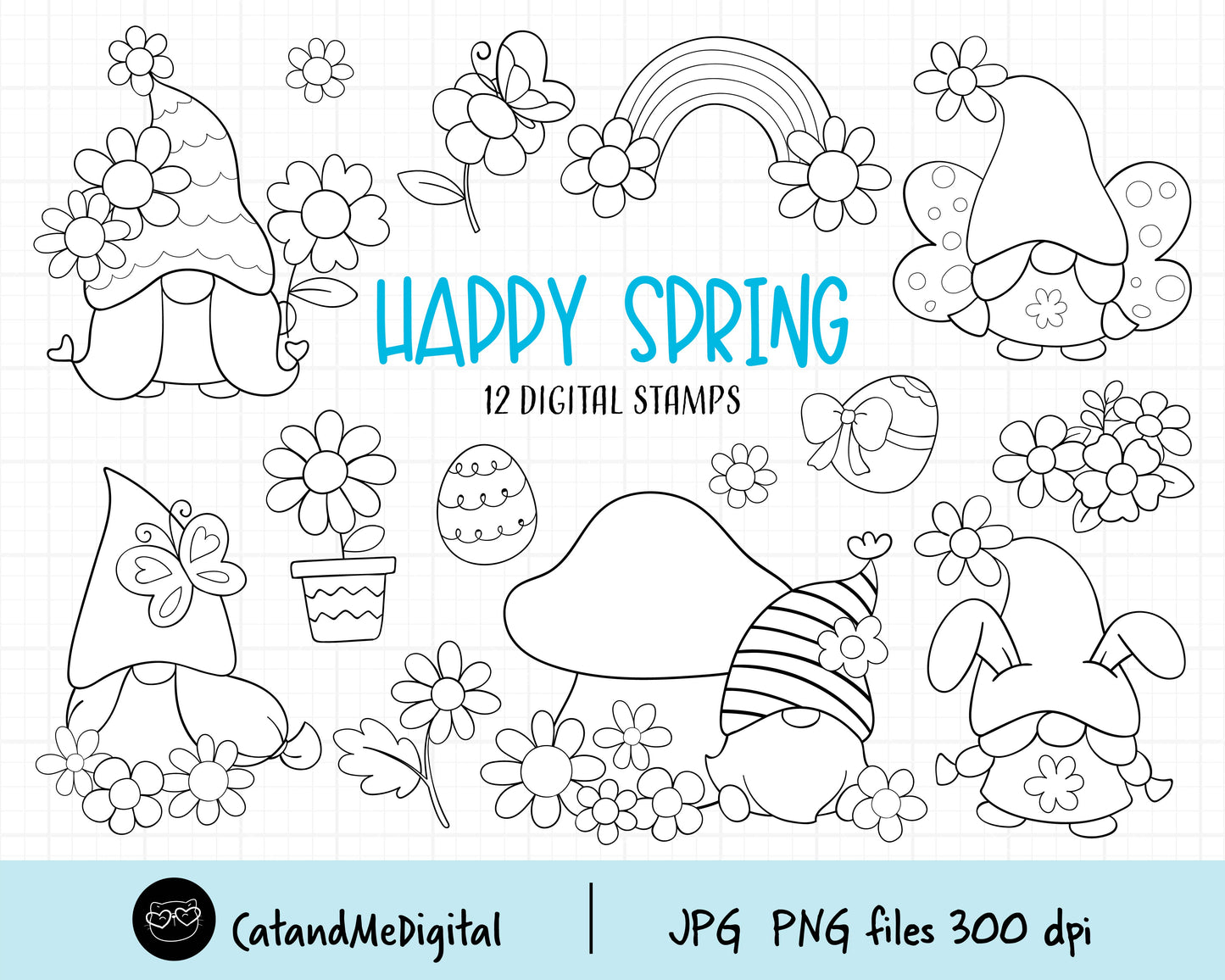 Spring Gnomes digital stamps