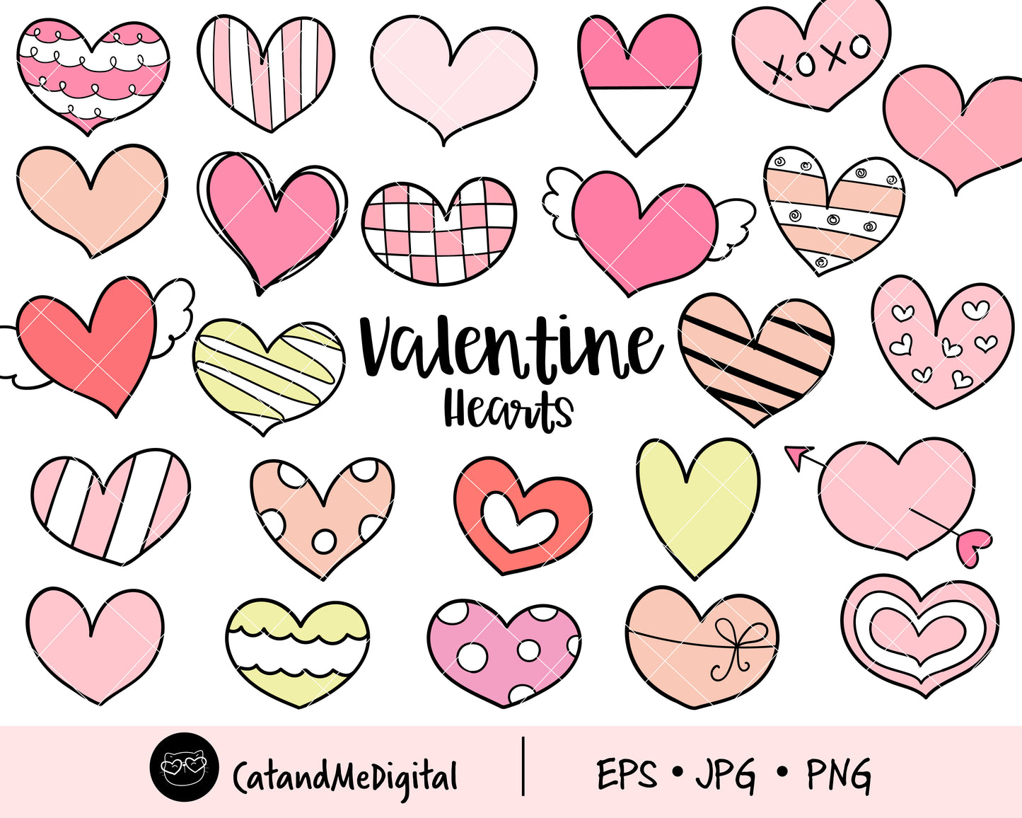 Hearts clipart Valentine clipart Love png Pastel heart png