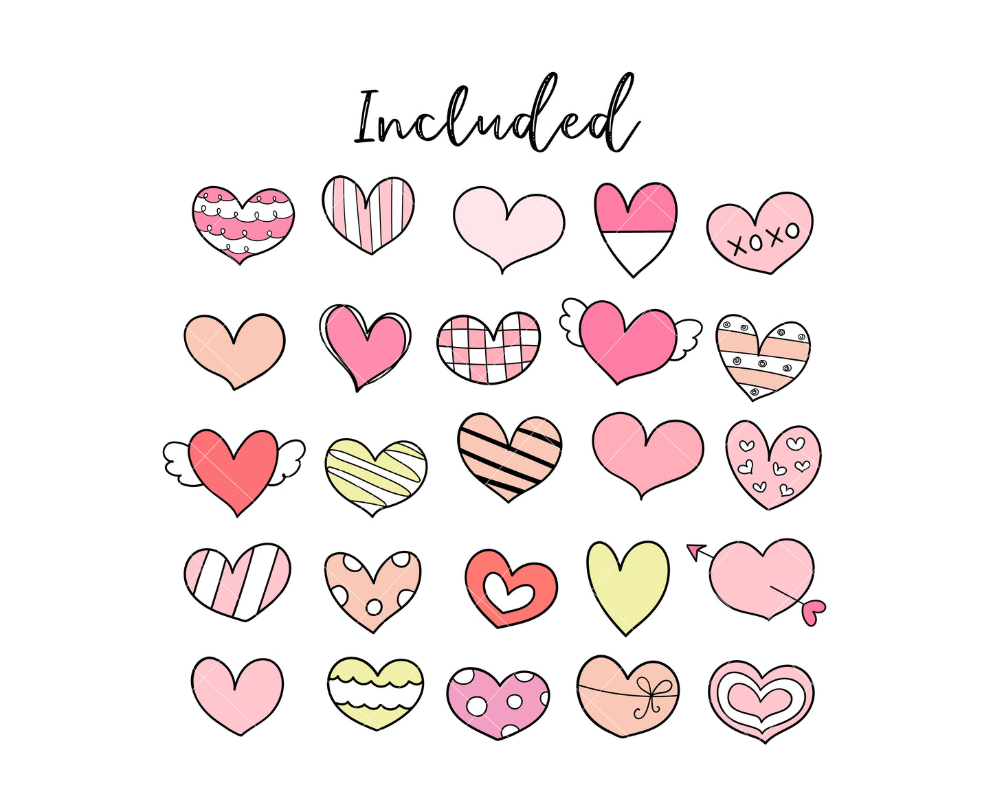 Hearts clipart Valentine clipart Love png Pastel heart png