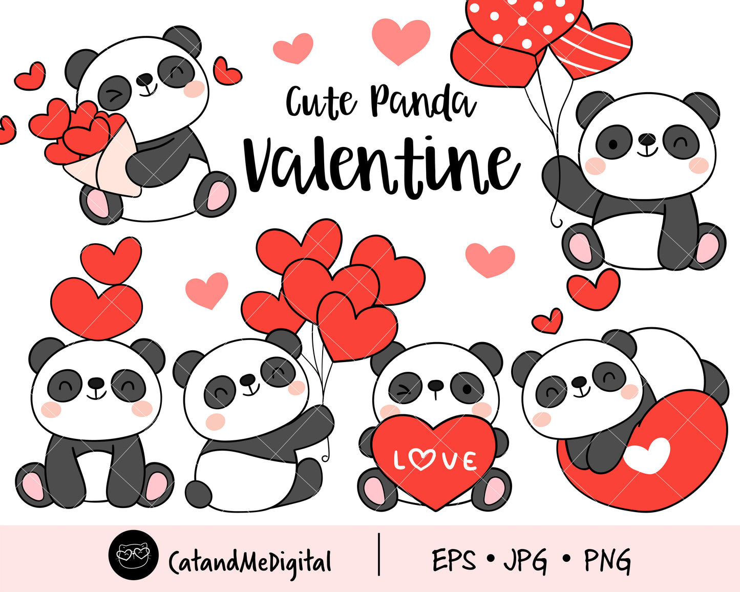 Valentine Panda Clipart