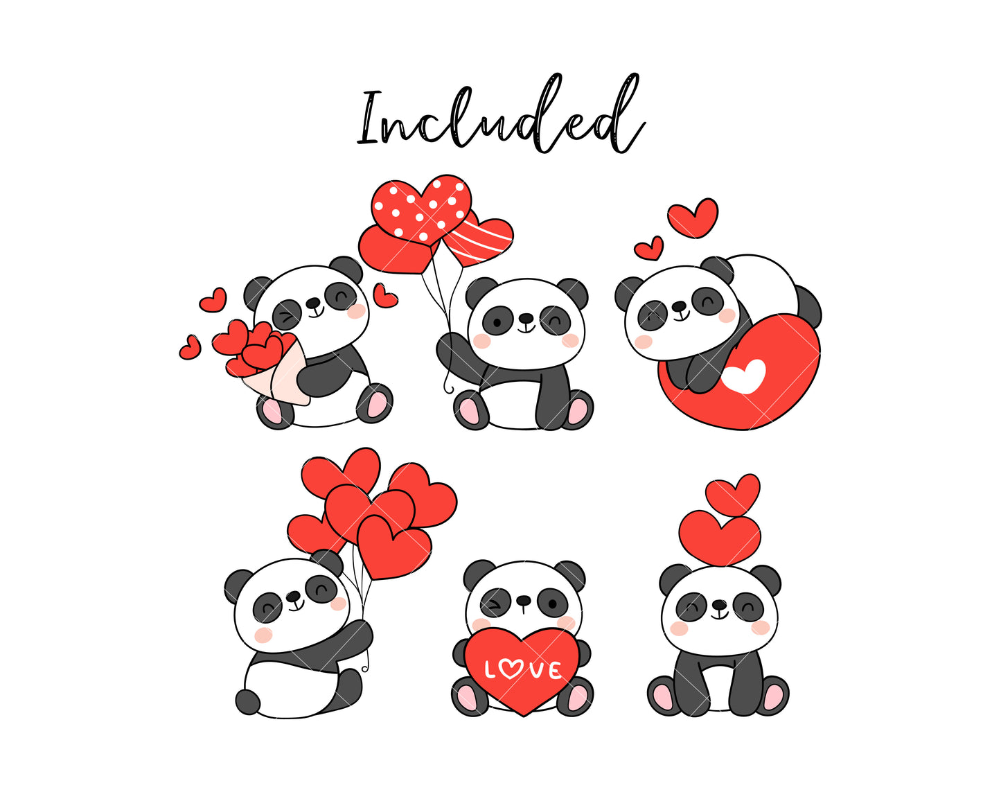 Valentine Panda Clipart