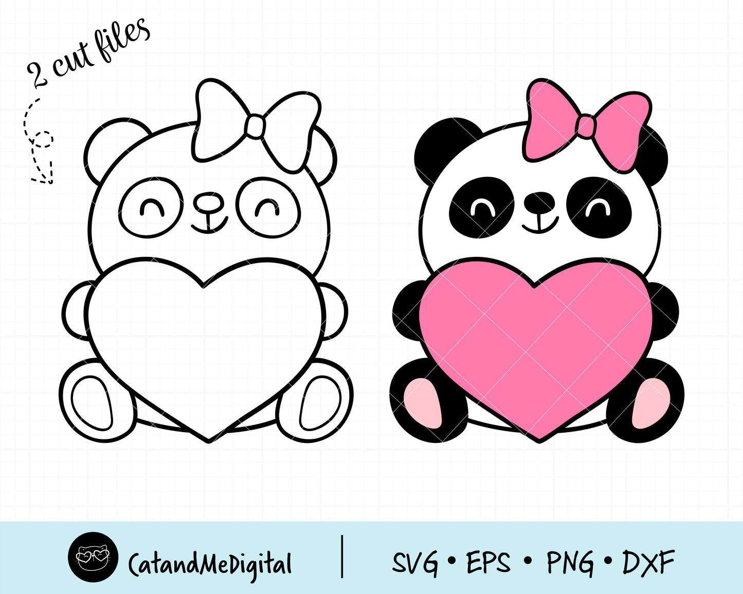 Valentine Panda Girl Svg