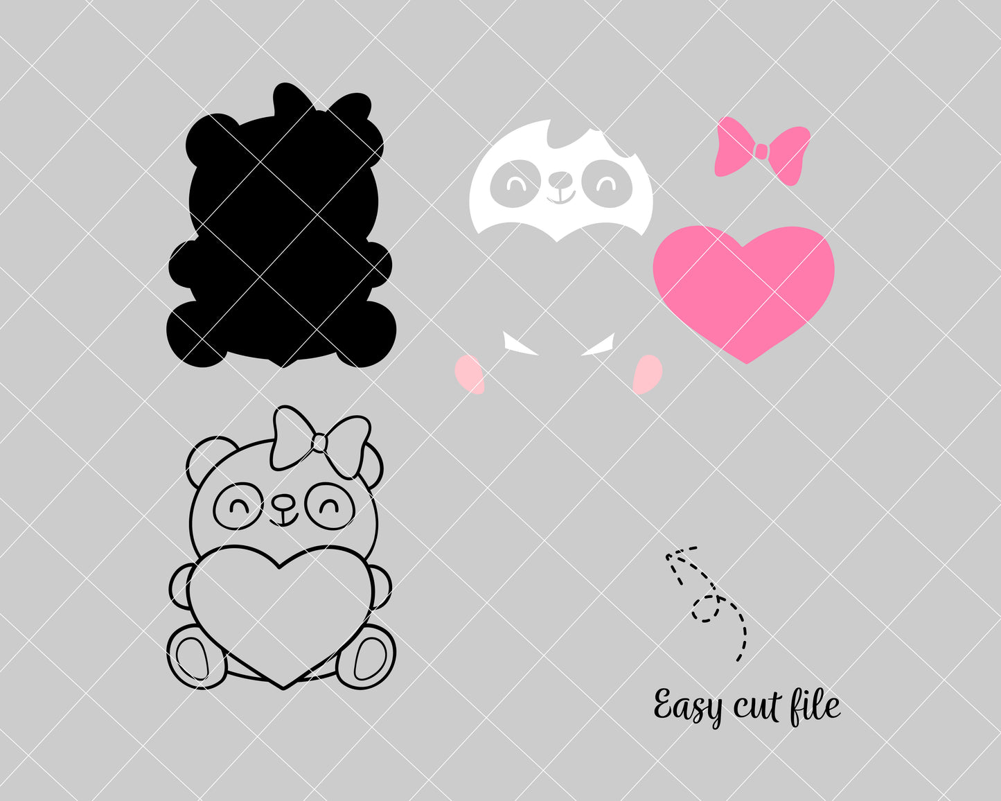 Valentine Panda Girl Svg