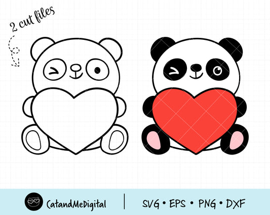 Valentine Panda Svg