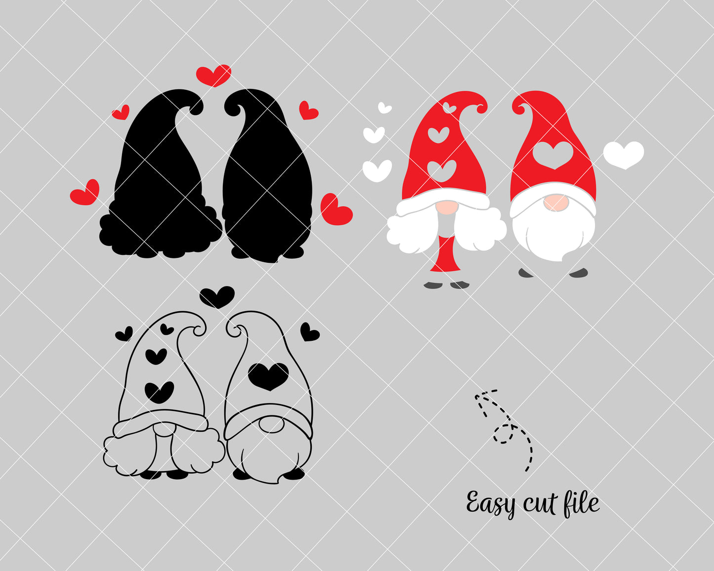 Valentine gnomes svg