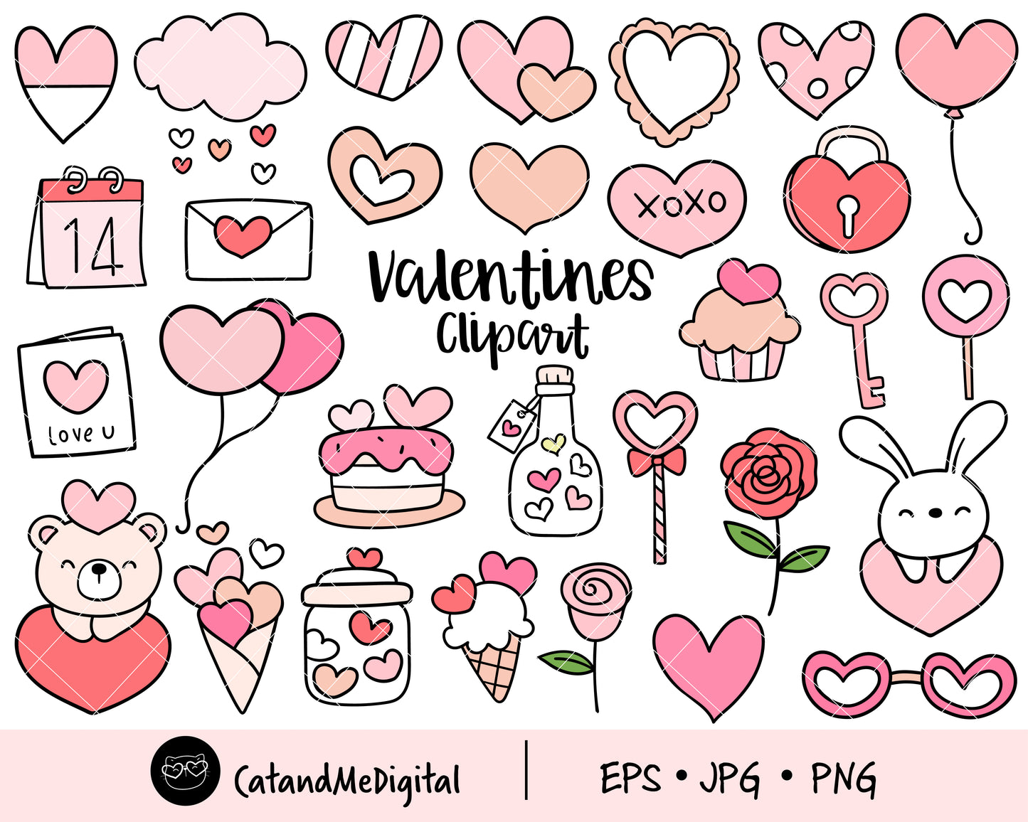 Doodle Valentines Clipart