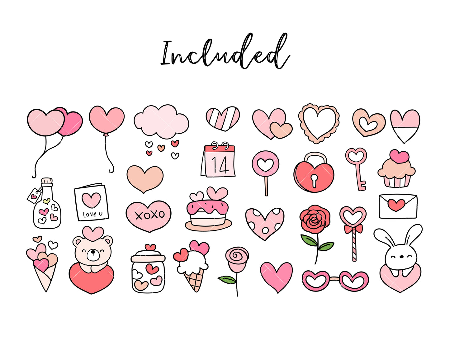 Doodle Valentines Clipart