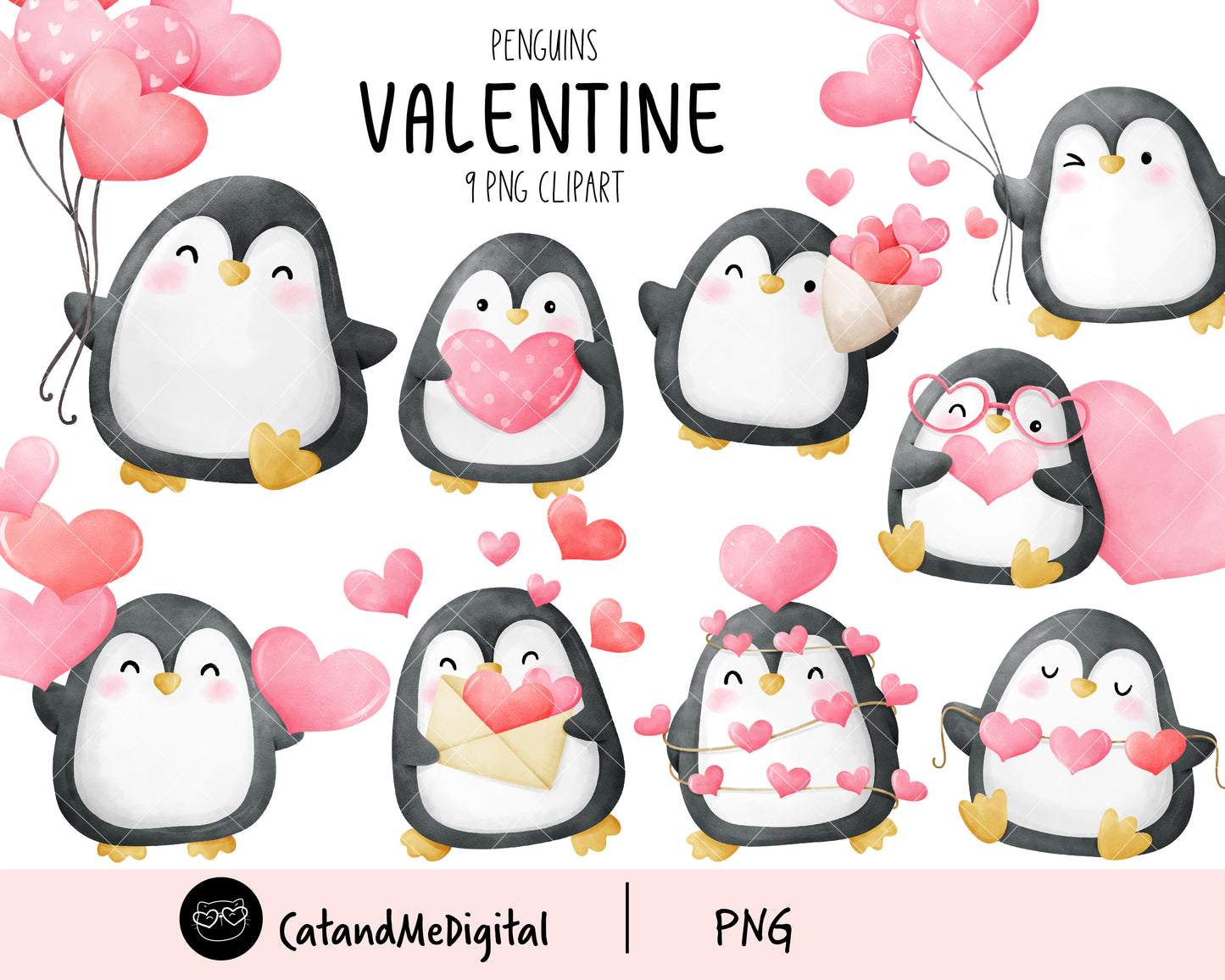 Penguin valentine clipart