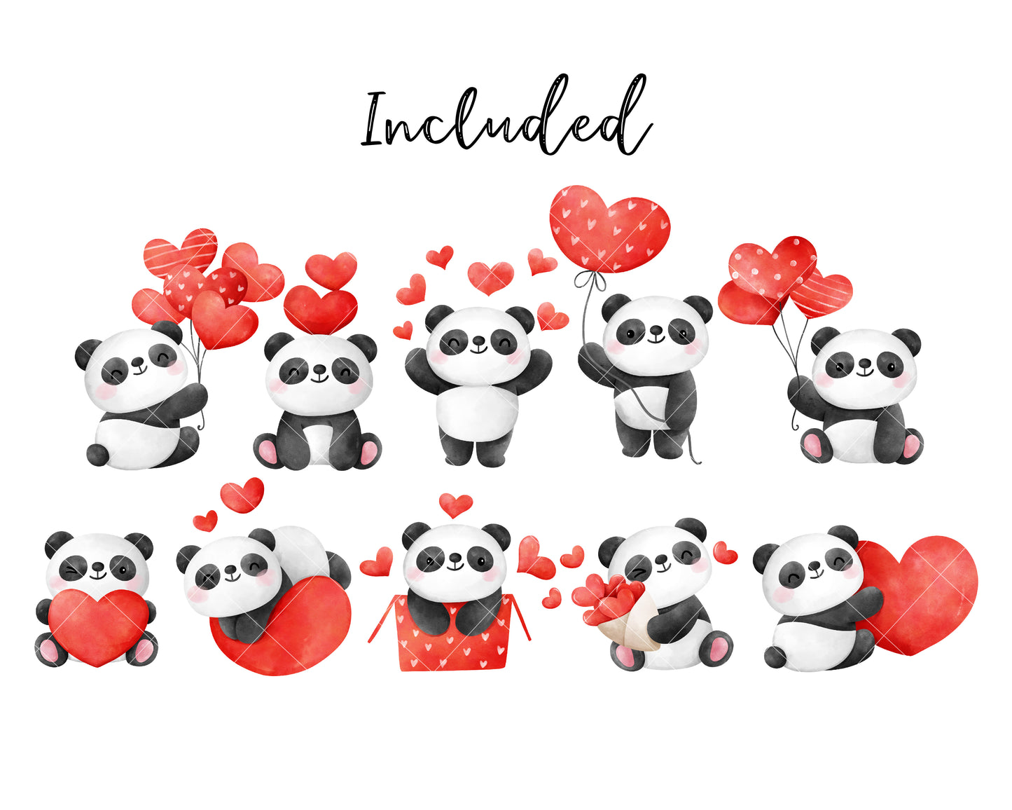 Baby panda valentine clipart